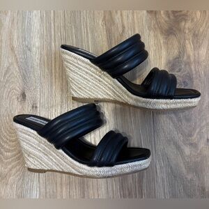 Steve Madden Palinza Espadrille Wedge Sandals Black Size 7 EUC